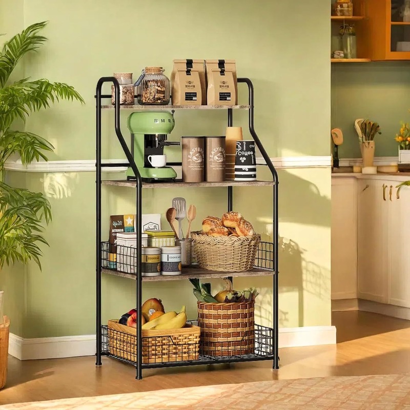 Kitchen Baking Table - Scaffale portaoggetti in legno e ferro