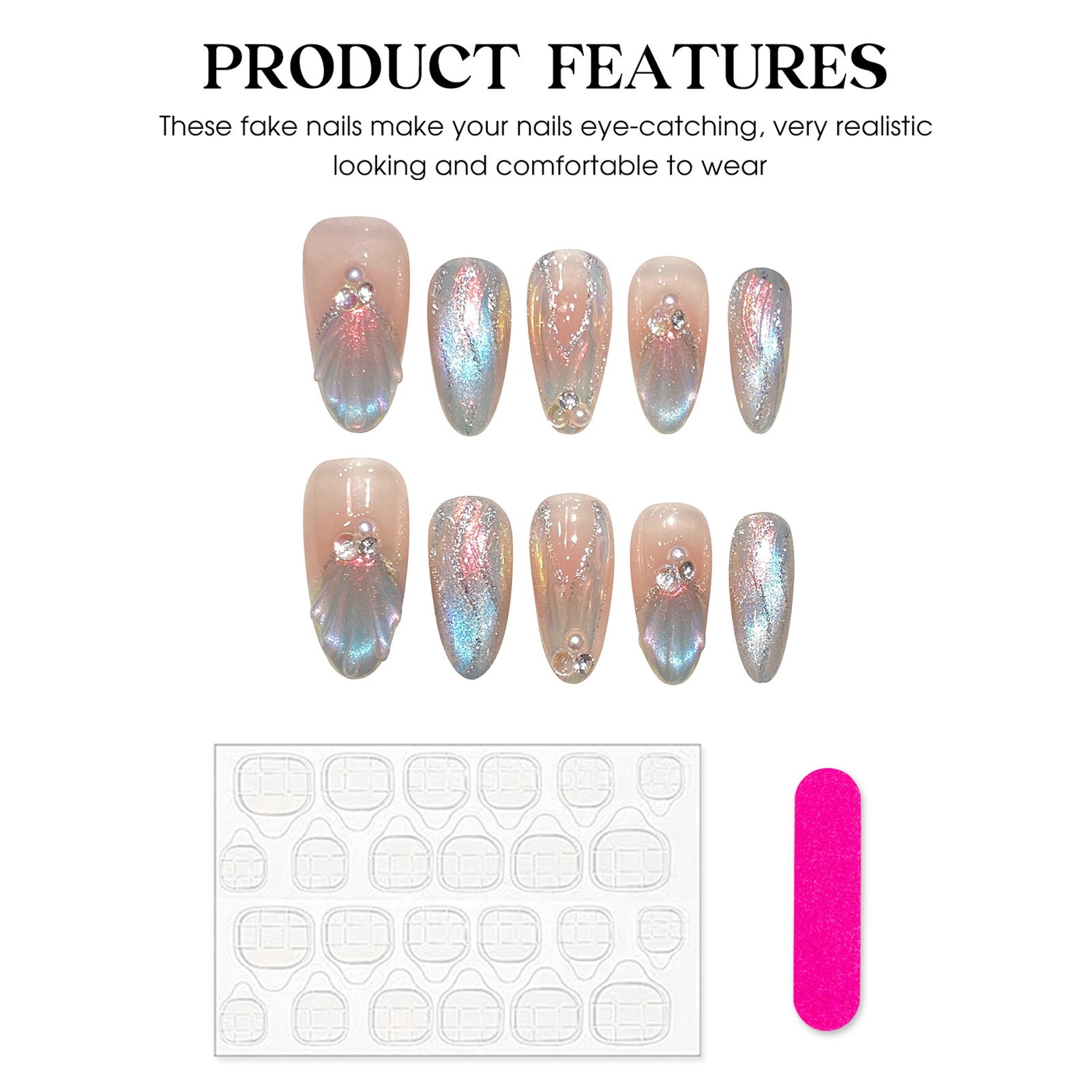 Decorating Tip Set - Unghie Finte Adesive da Donna, Stile